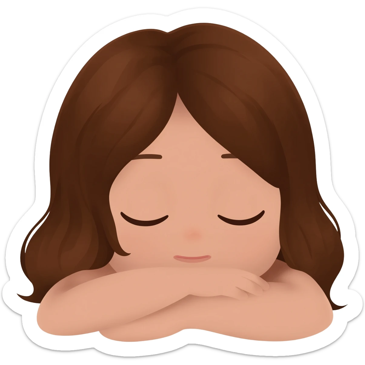 Brown Girl black hair sleeping with brown longhair sticker