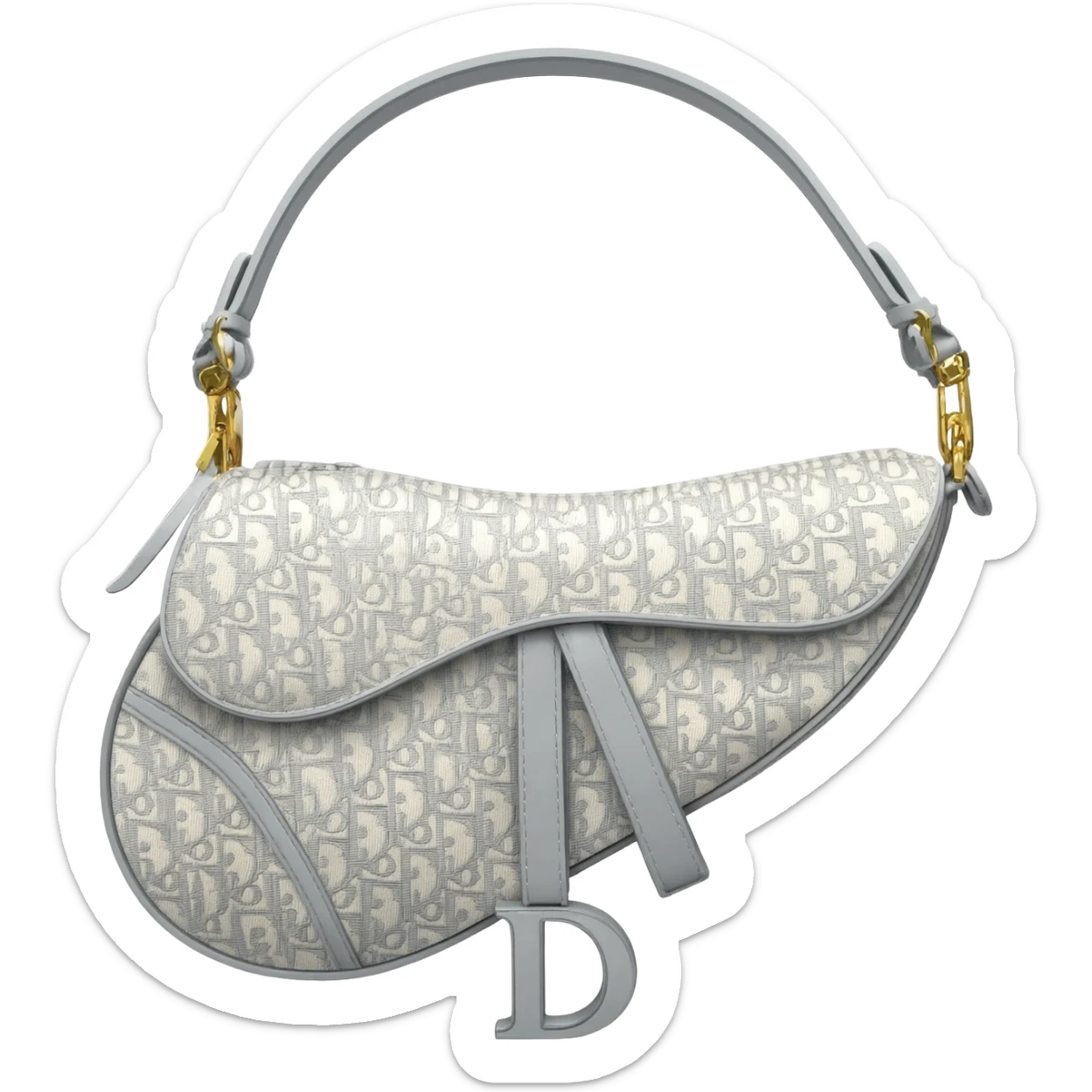 white dior printed saddle bag sticker