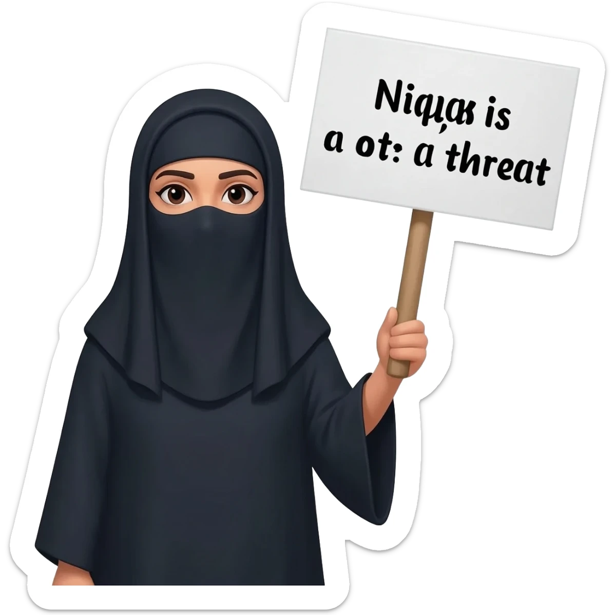 Okay I just want to you to create me an emoji of protesting against the avoidation of niqab sticker