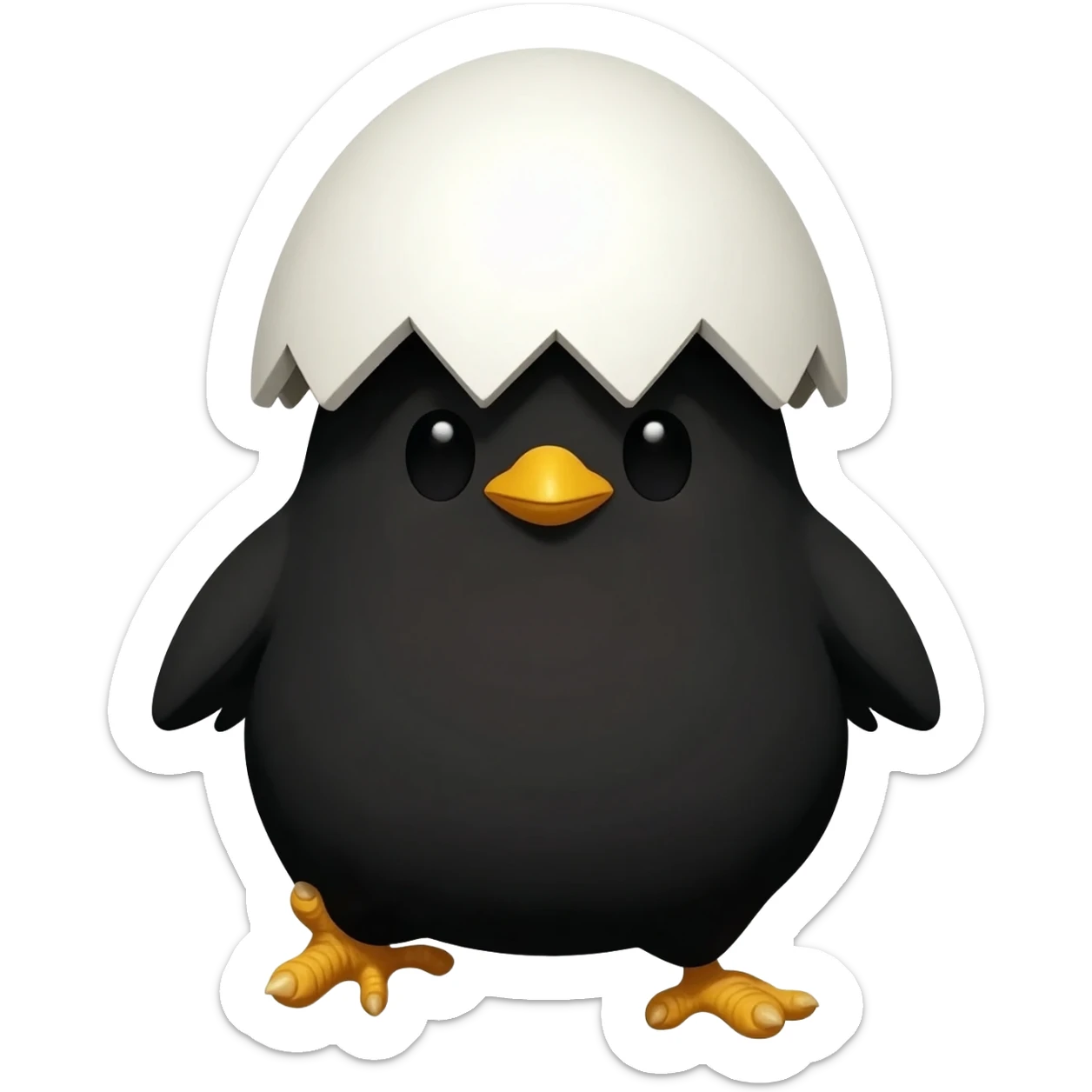 black chick with a white egg shell on the head (calimero) sticker