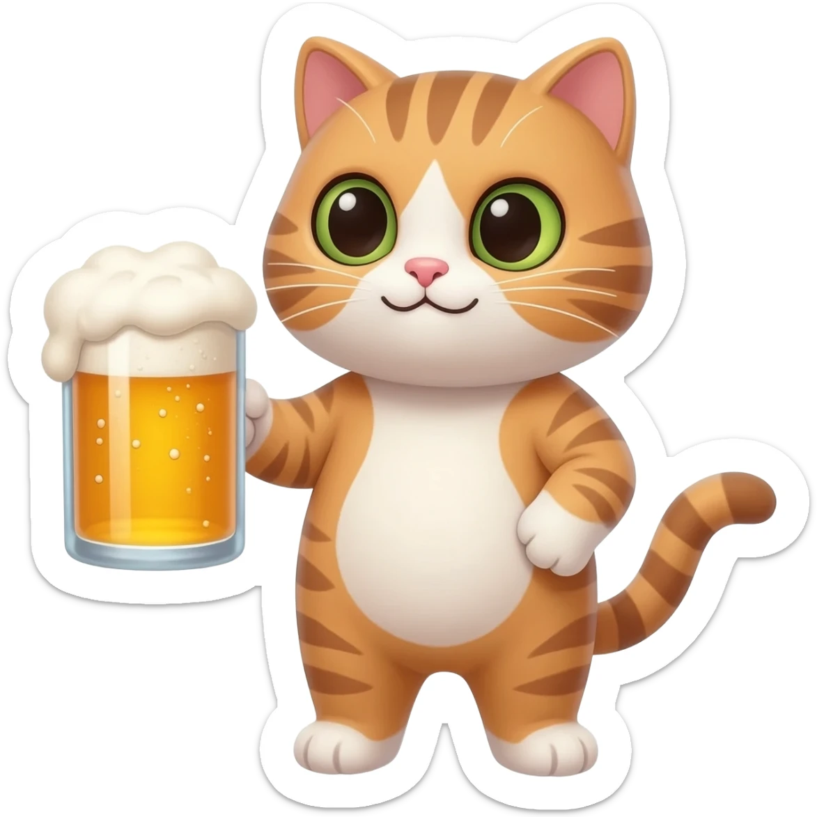 cat holding a beer sticker