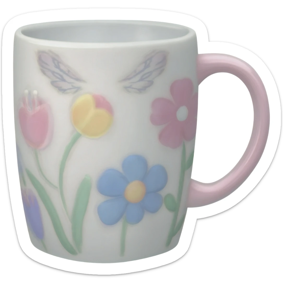 Hyperrealistic 3d rendering fairycore aesthetic coffee mug sticker