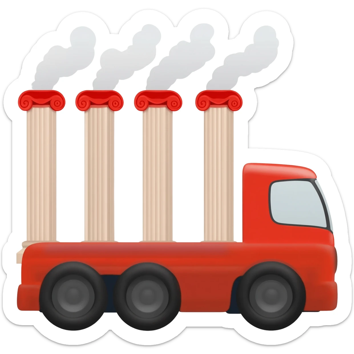 fabrica con columnas de vapor y camion sticker