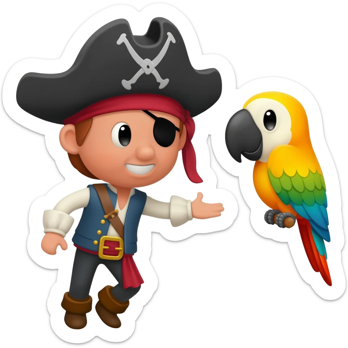 pirate and parrot sticker