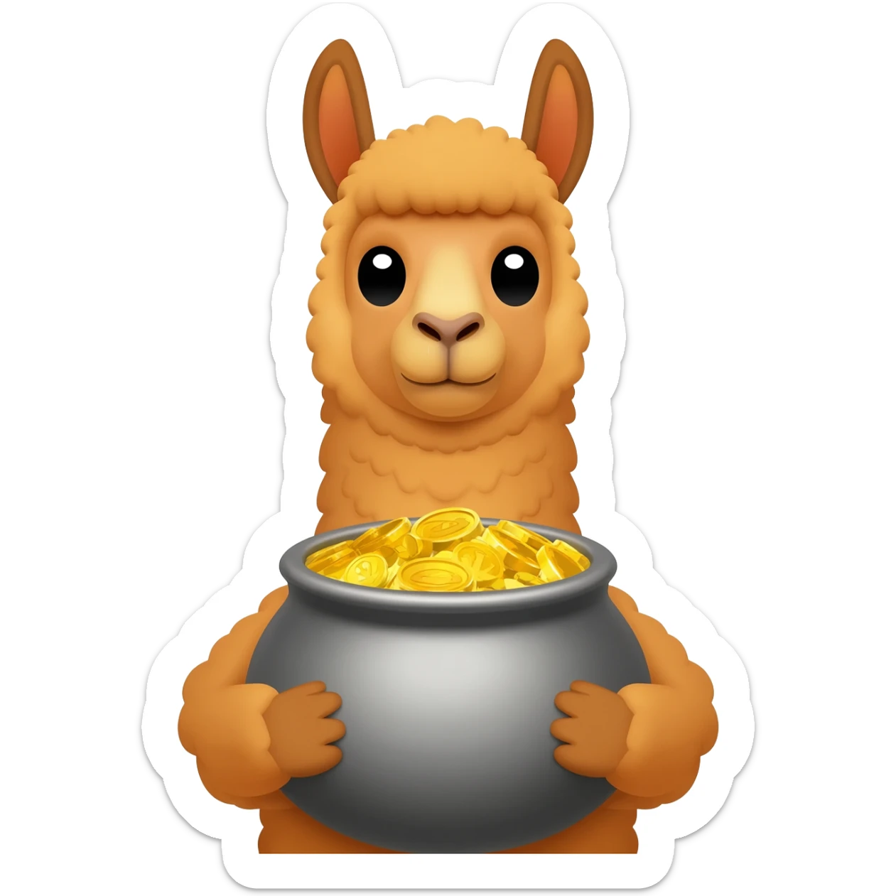 llama holding a  pot of gold sticker