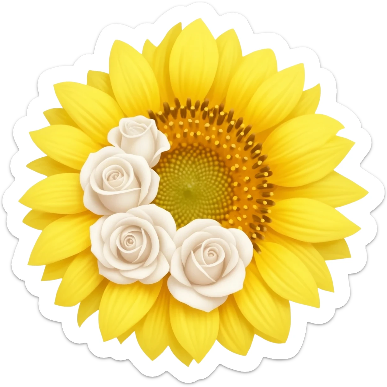 Sunflower and white roses sticker