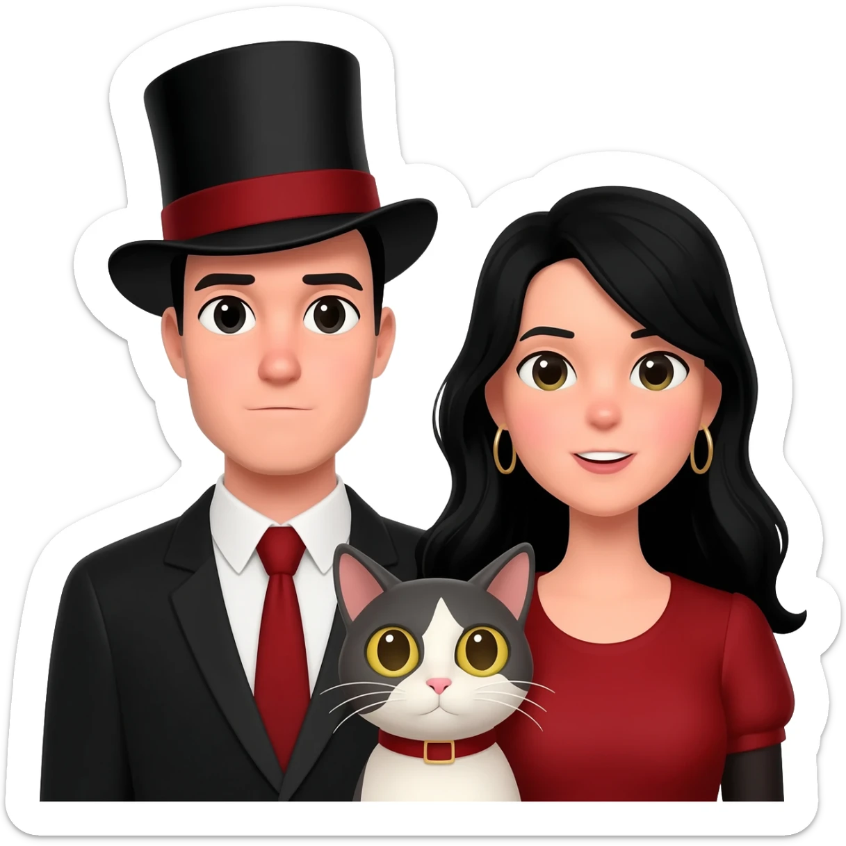 magician couple and their pet cat sticker