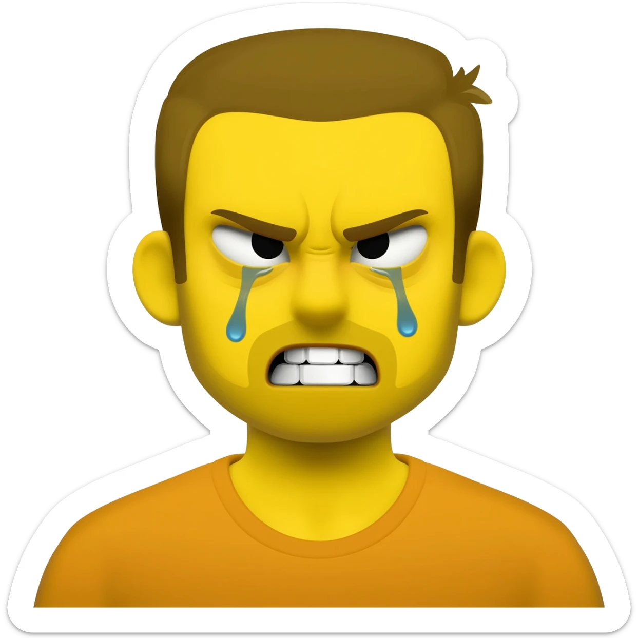 cursed yellow awful drawn guy weeping angry sticker