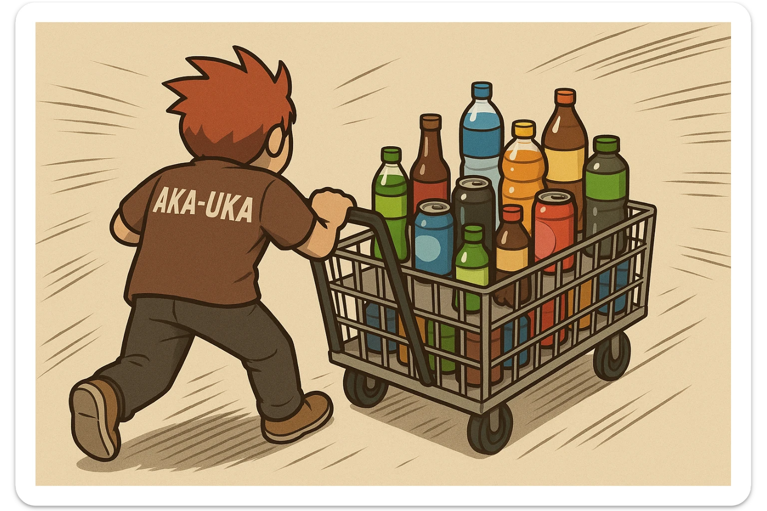 aka-uka ichimlik ortilgan aravani olib qochishyapti orqa tarafdan rakurs yuzi ko'rinmasin sticker