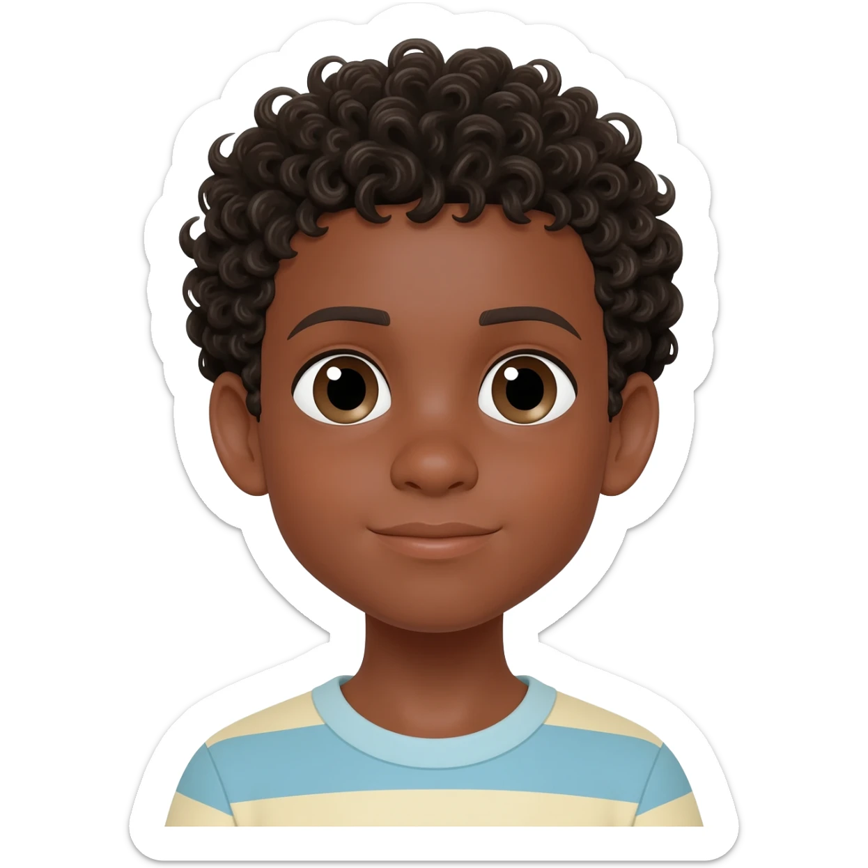 saying goodbye black boy curly hair sticker