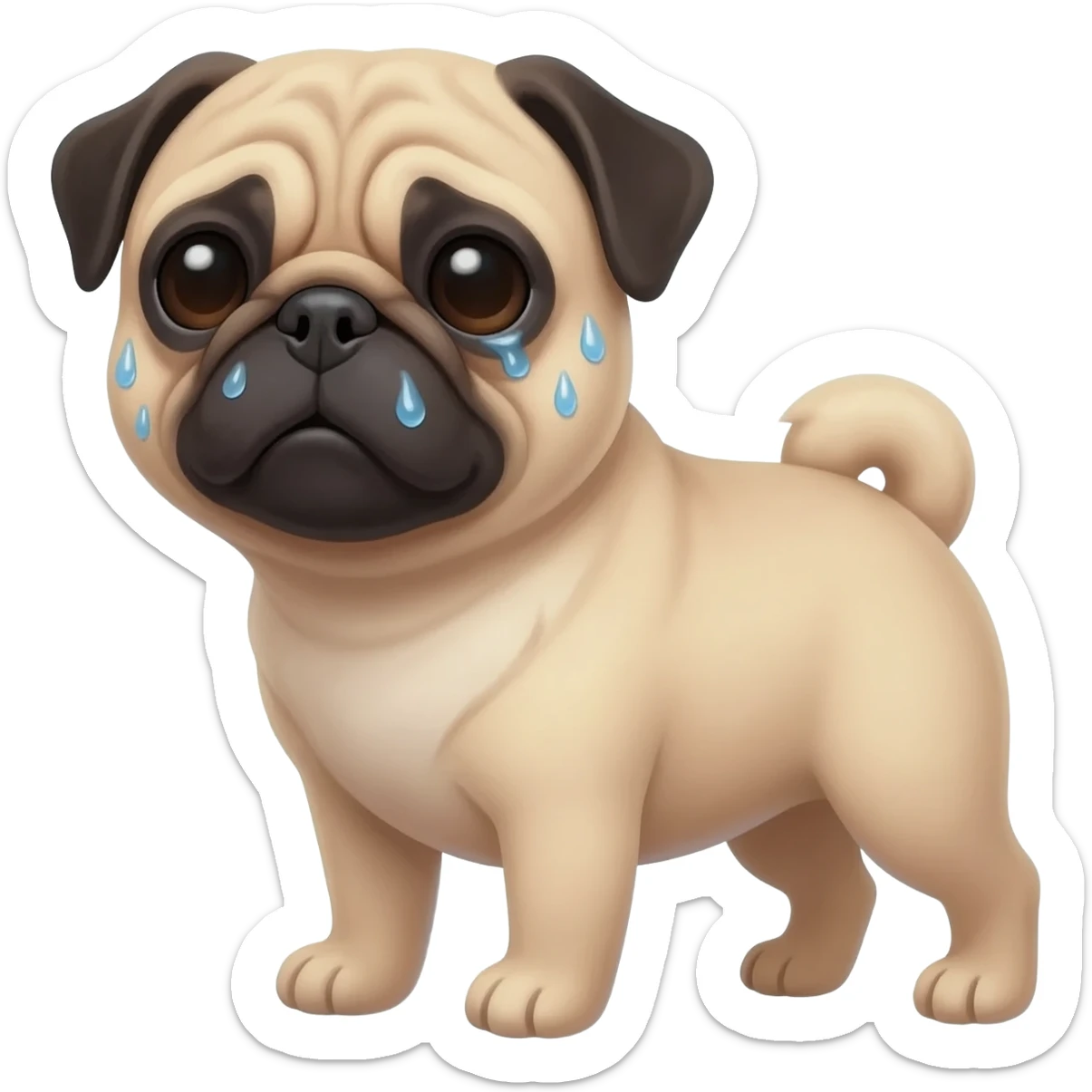 pug with cold sweat sticker