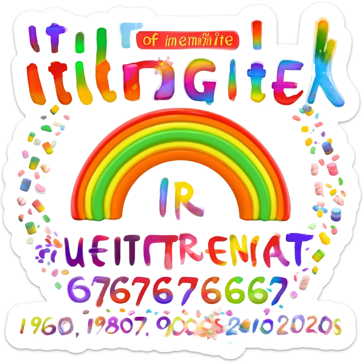 Fifty Milion Googelplex Infinite number of  Members Little Colorful Ranbow Marshmallows  Friends!! So Super Cute!! 6767676767!! CROSSOVER  INFINITE  MULTIVERSE UNIVERSE  ULTIMATE  CHAOS 1960S,1970S,1980S,90S,2000S,2010S,2020S DOODLAND  IN  KOREAN POTLUCK CHAOS!!!!!!!!!! sticker