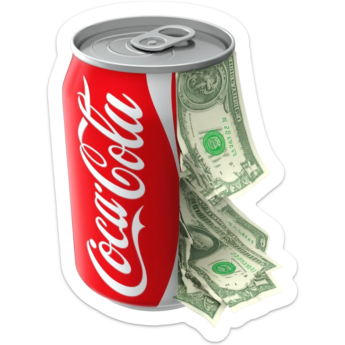 coca-cola can with money sticker
