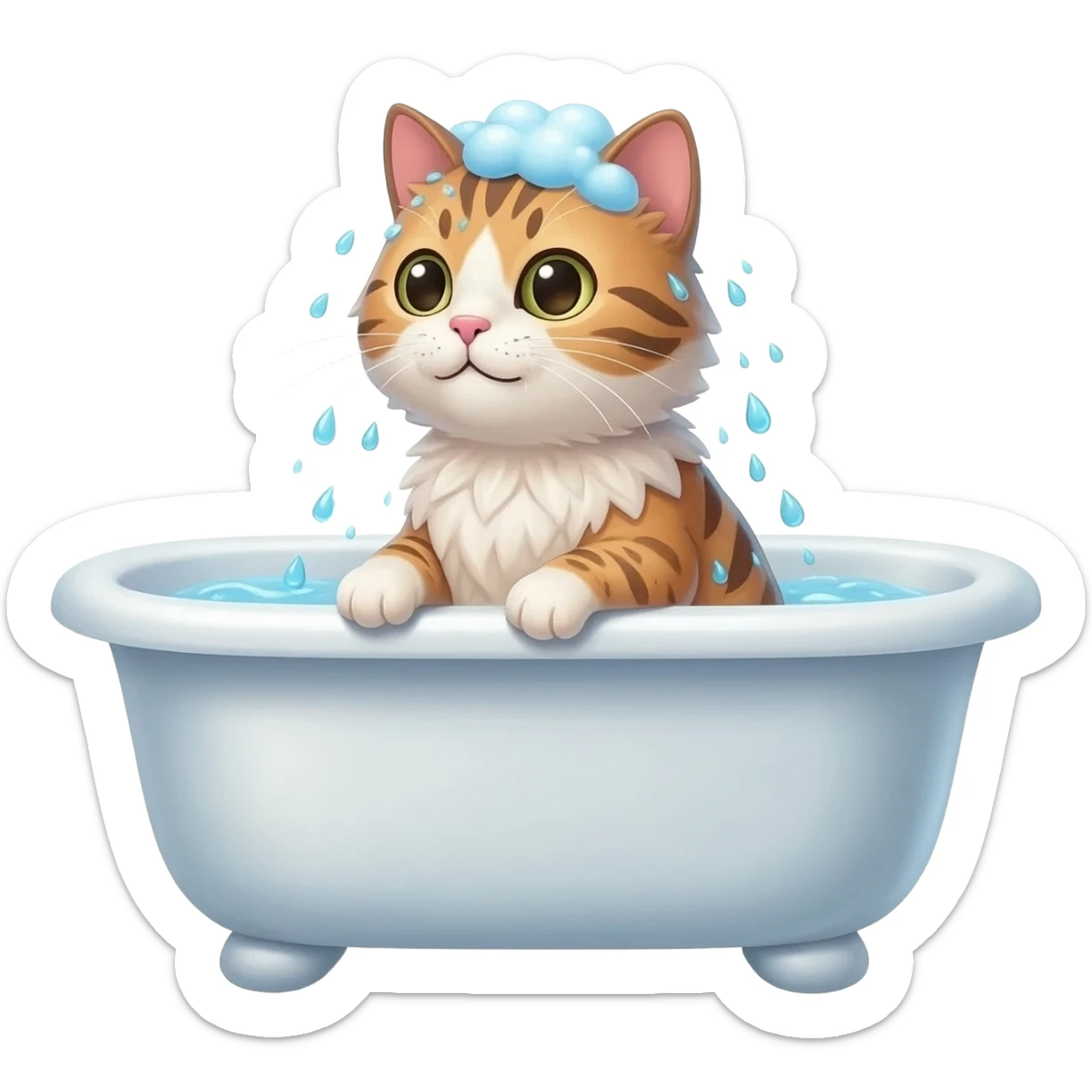 cat taking the shower sticker