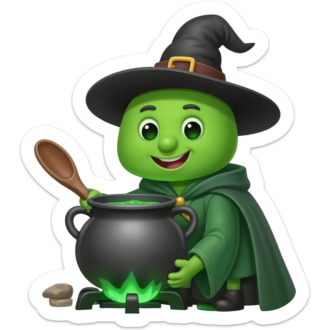 green witch cooking potion sticker