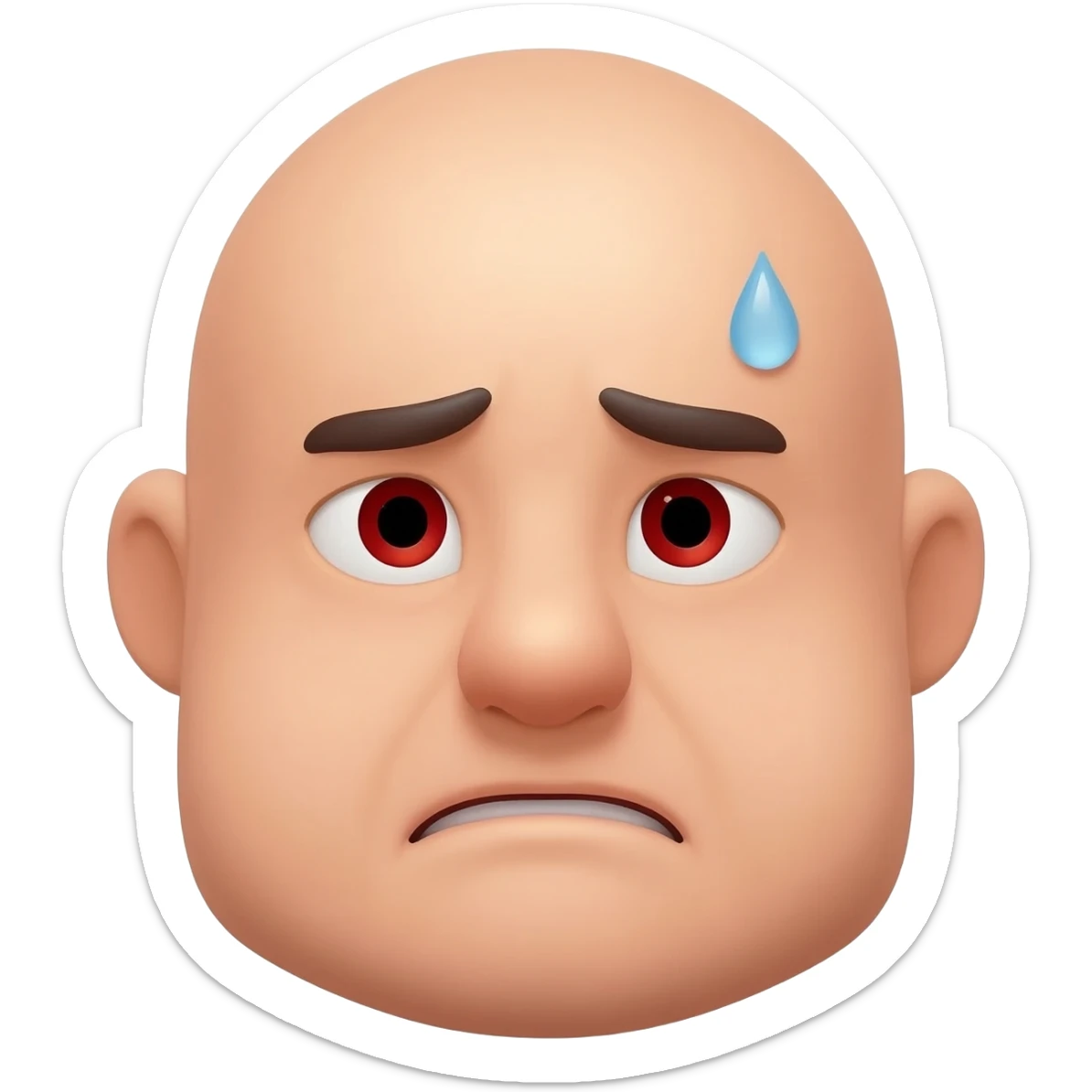 nervous anxious face with sweat drop, 3D emoji style sticker