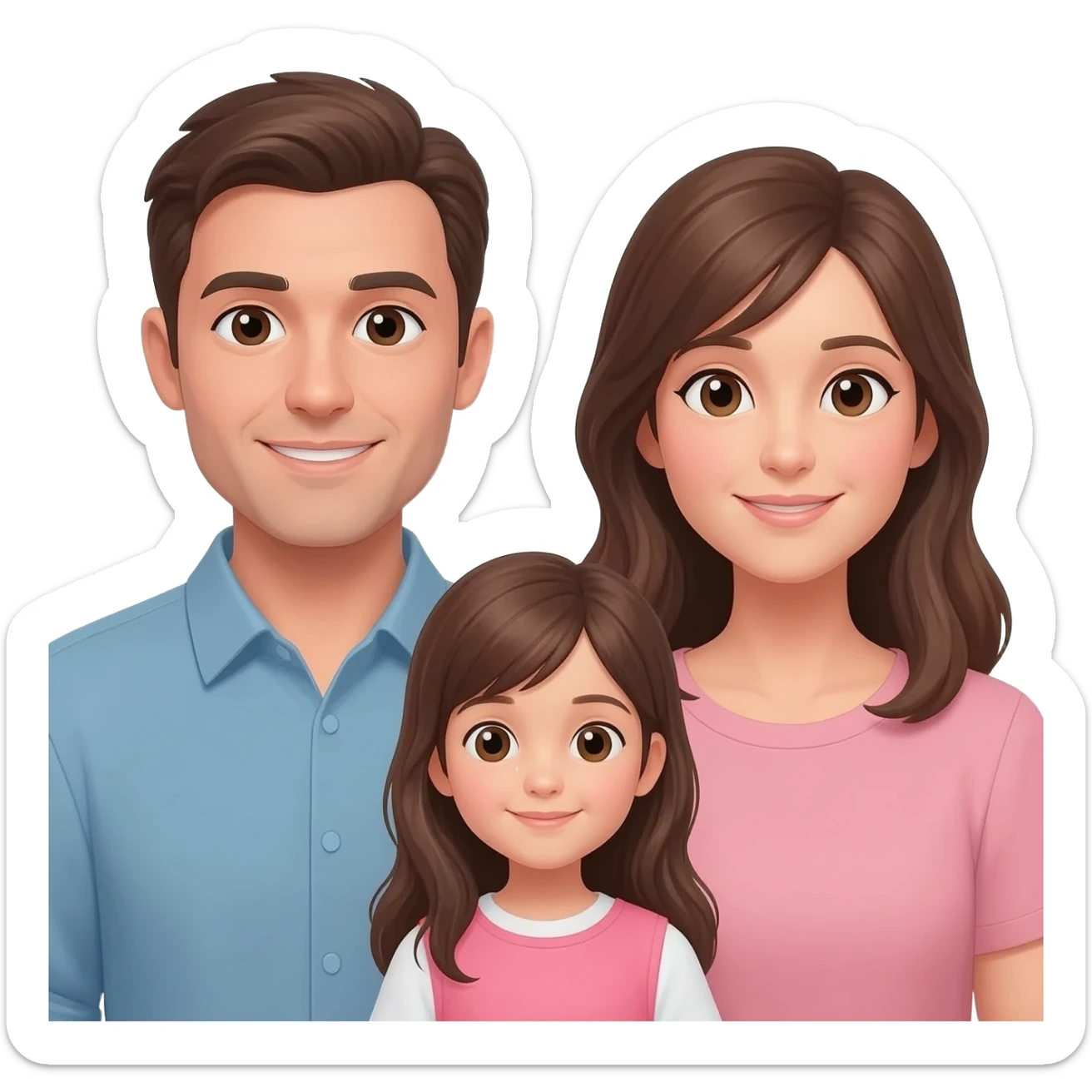 Papa mama and me family of 3 I am a girl height taller than my mum brown hair me sticker
