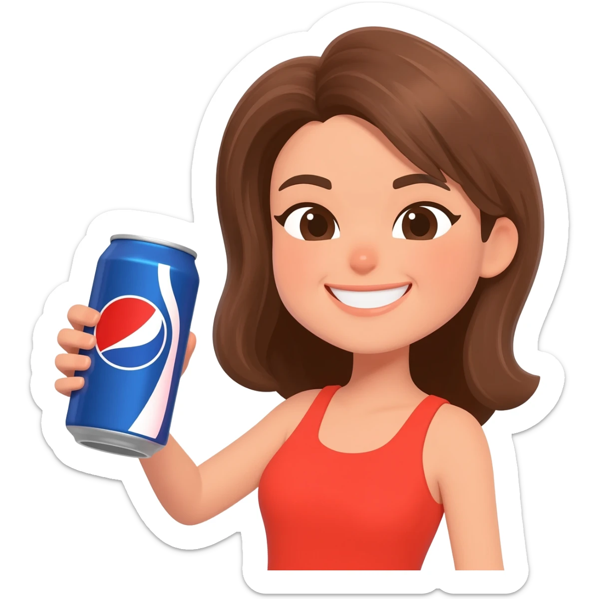 woman smiling drinking can of soda sticker