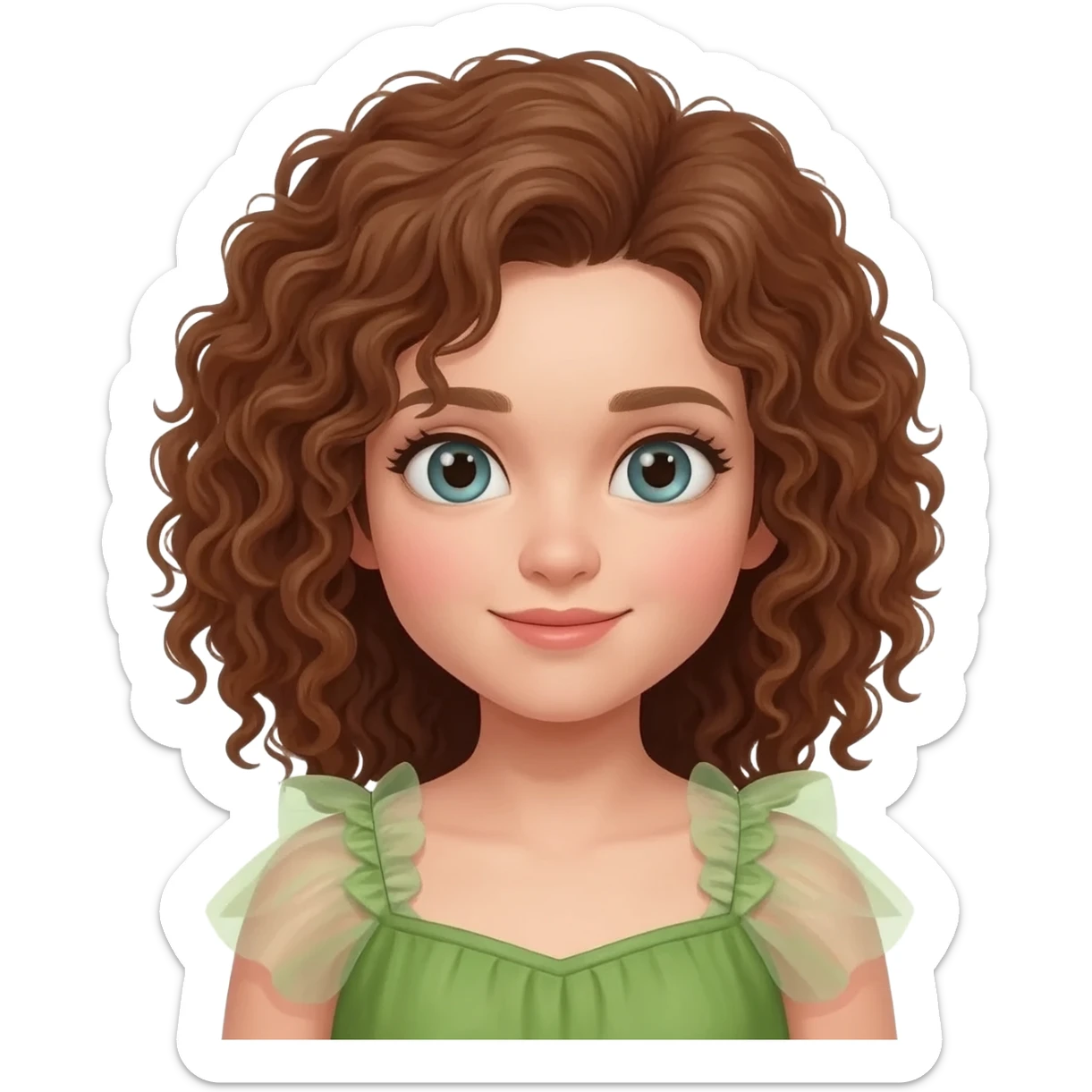 fairy curly brown hair sticker