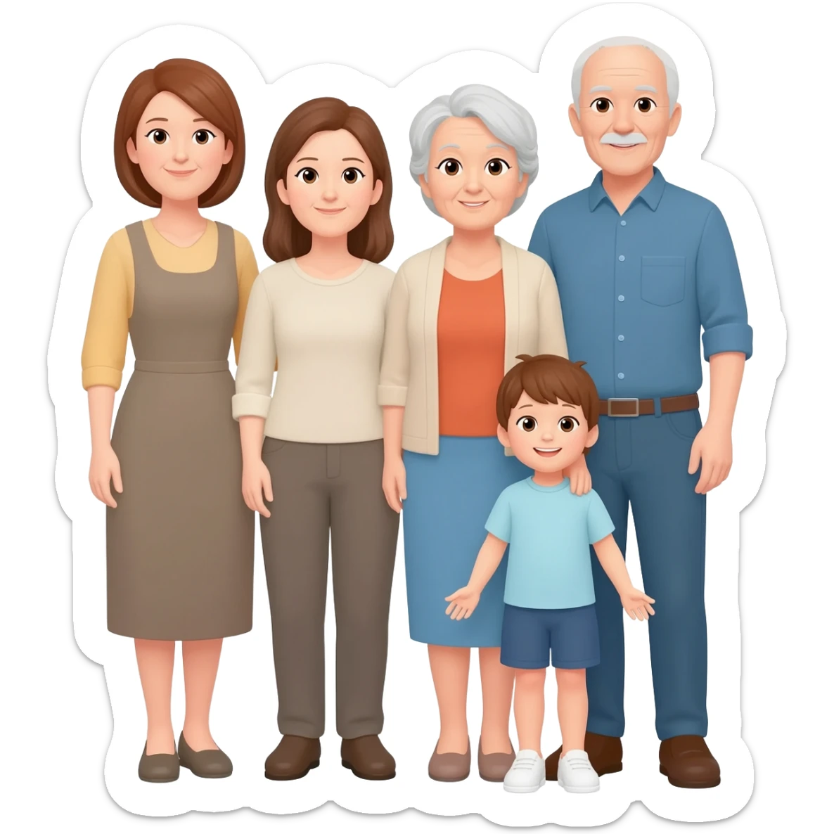 White family grandparents parends and children sticker