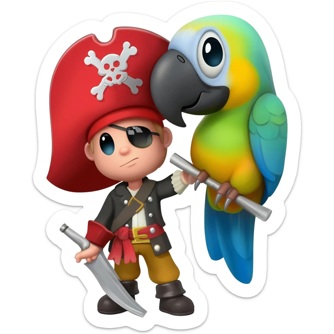 pirate and parrot sticker