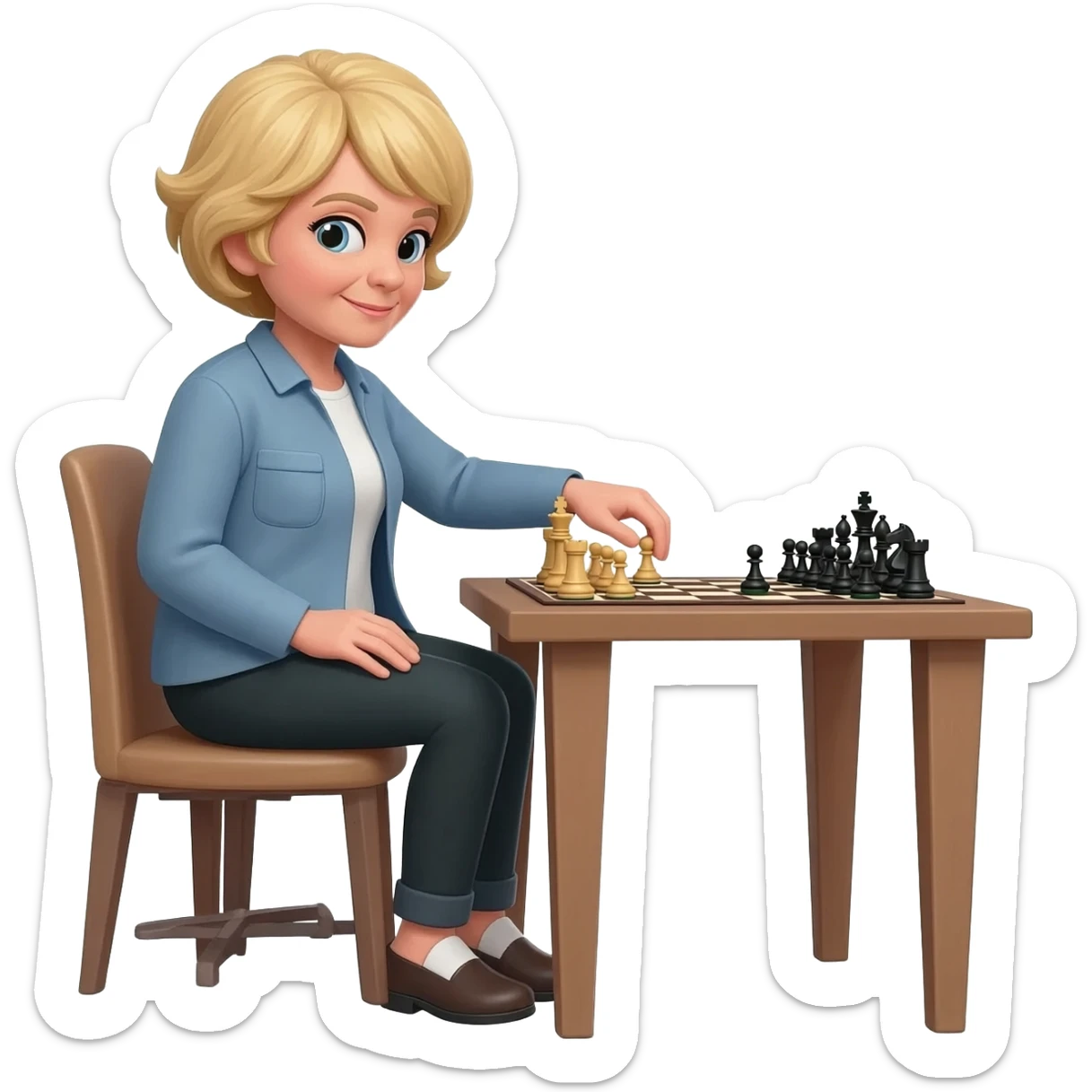 56 year old blond playing chess sticker