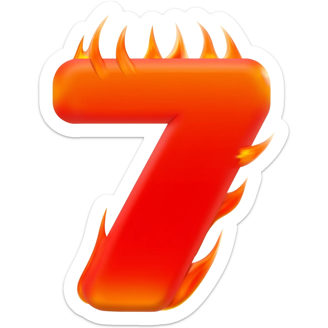 a red flaming seven sticker