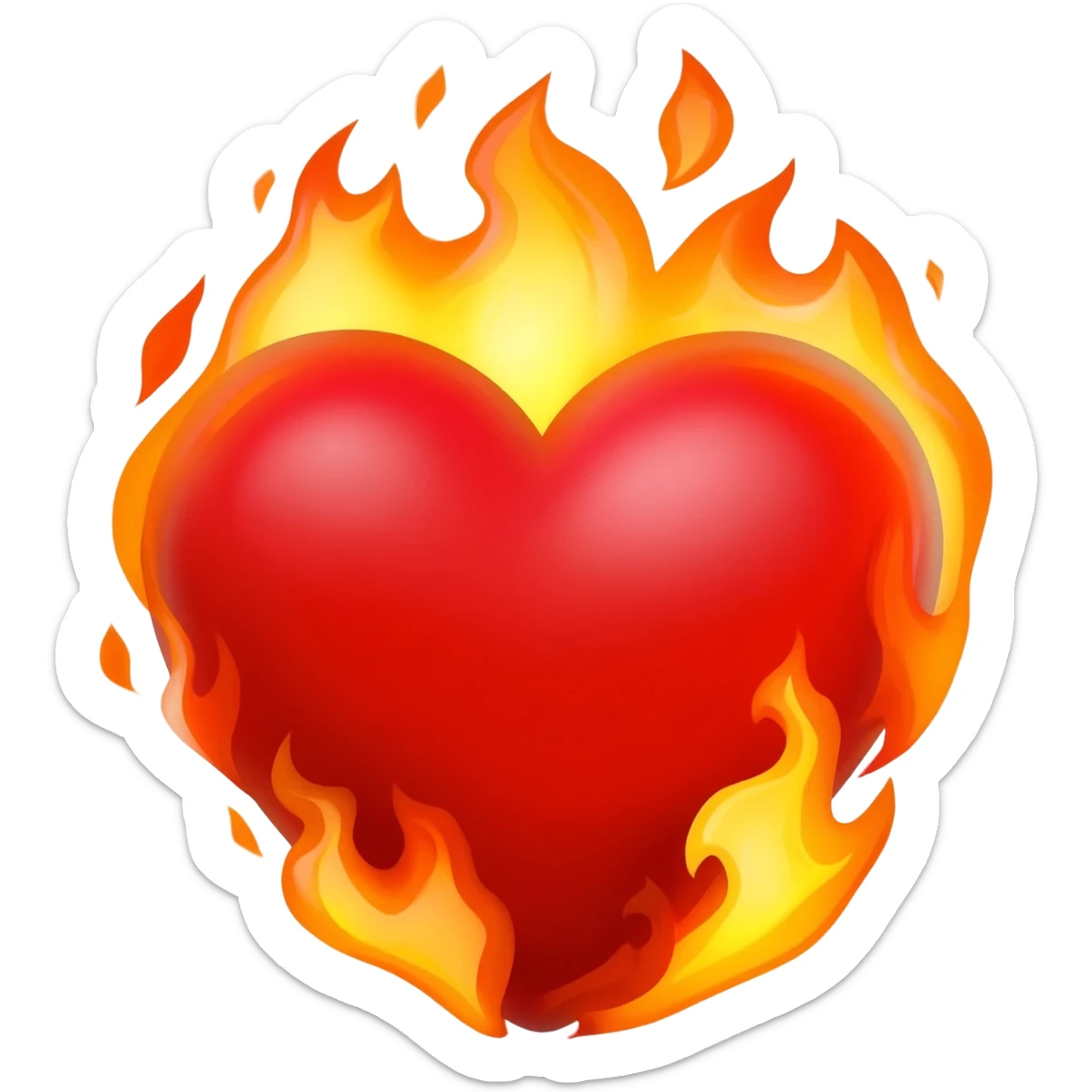 Heart with fire sticker