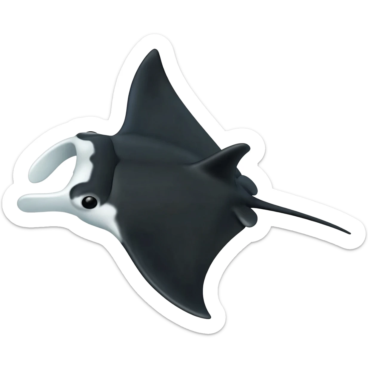 Big Manta Ray black white from the side sticker