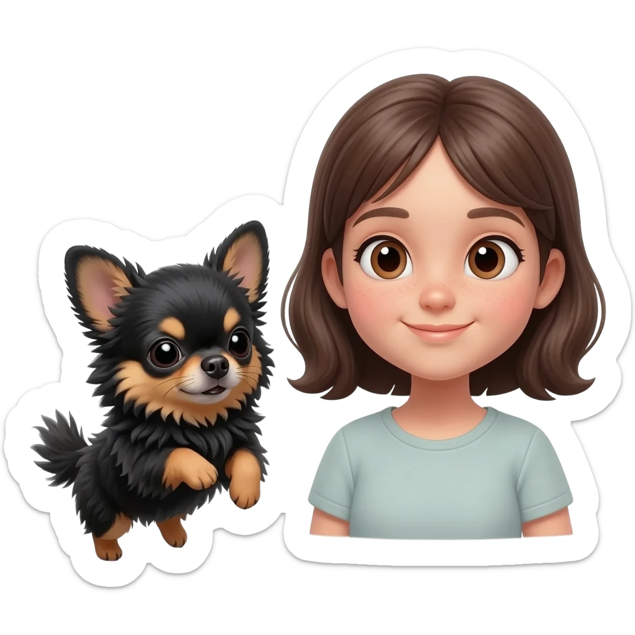 Bébé chihuahua noir marrant poil courut une fille sticker