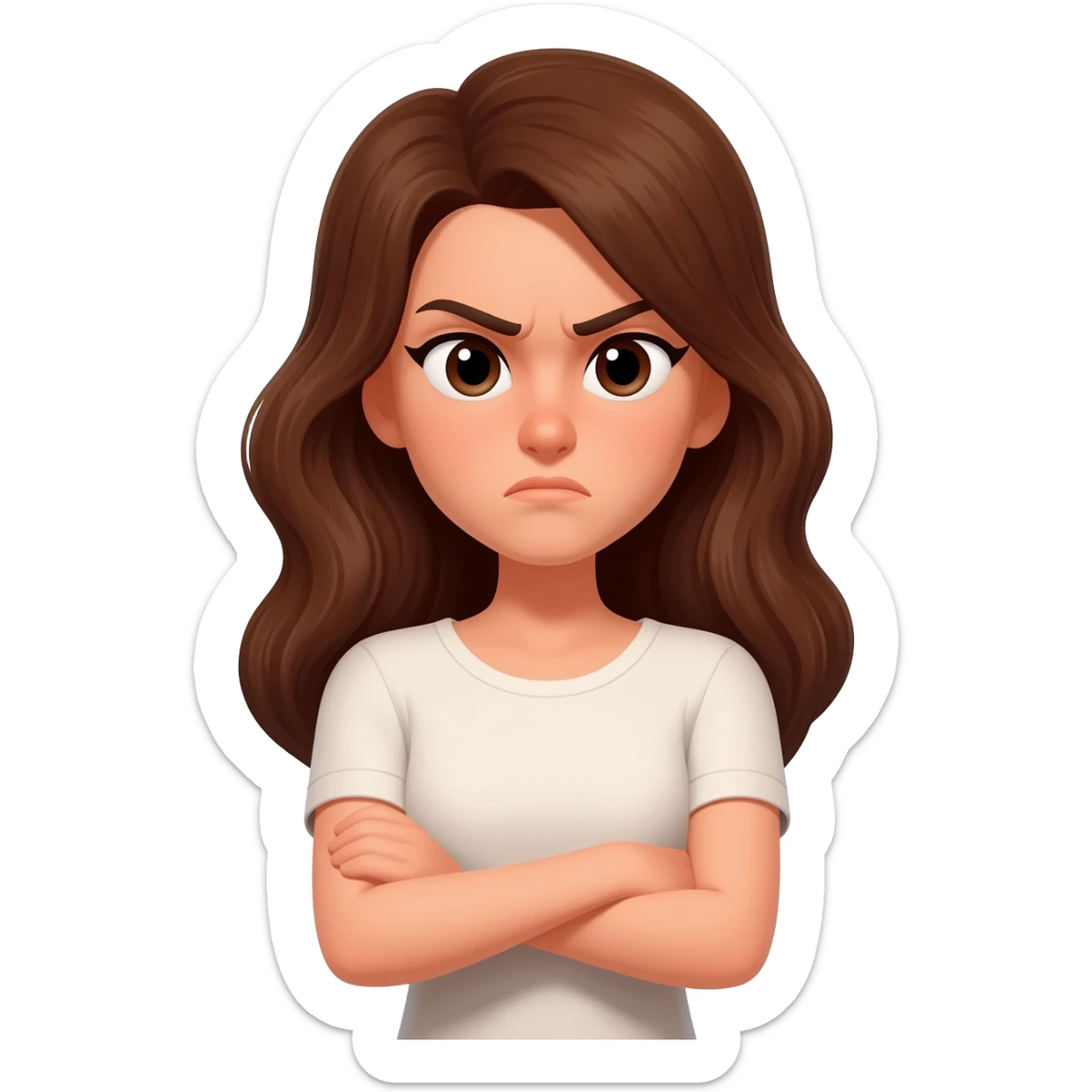brown hair woman arms crossed and angry sticker