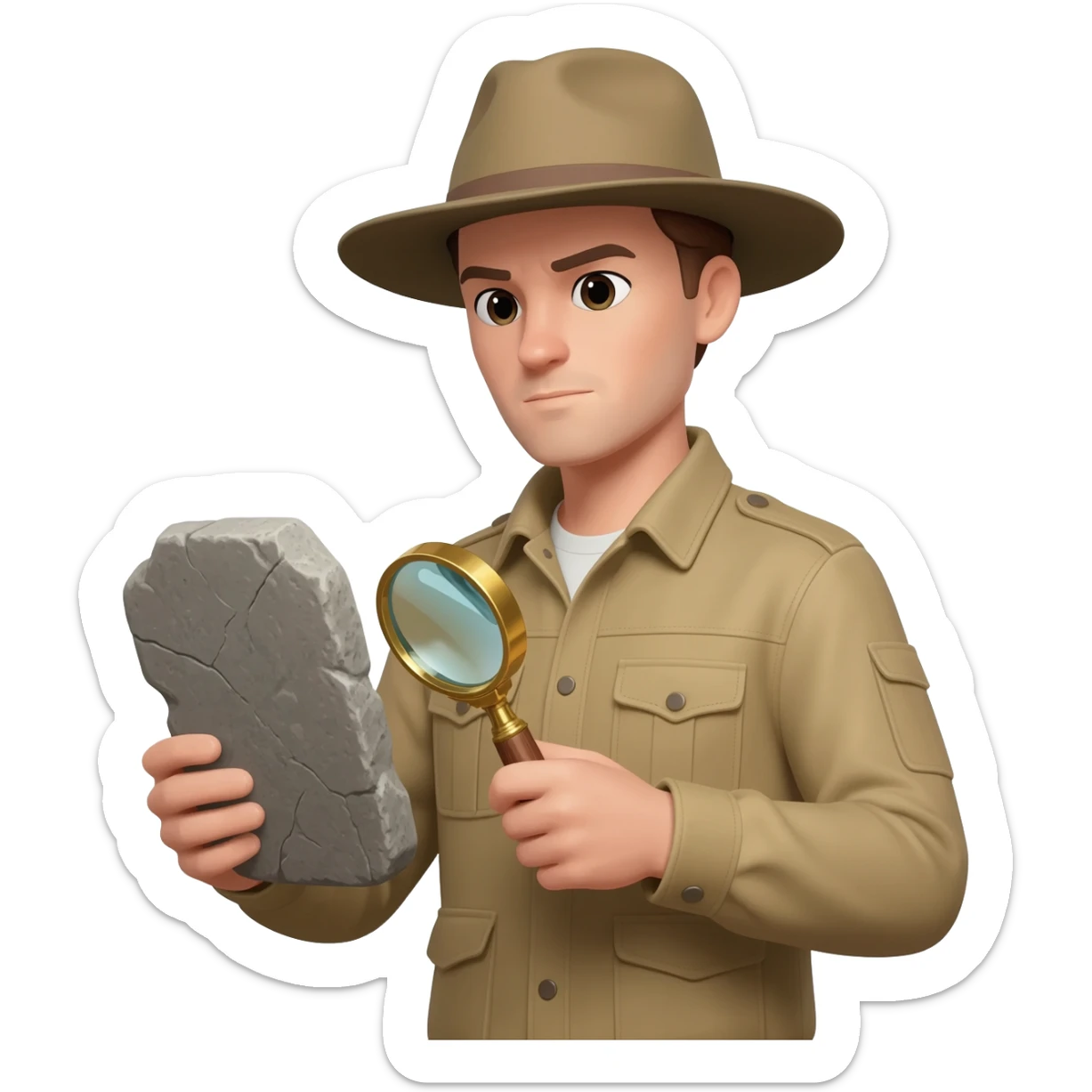 archaeologist is holding a magnifying glass sticker