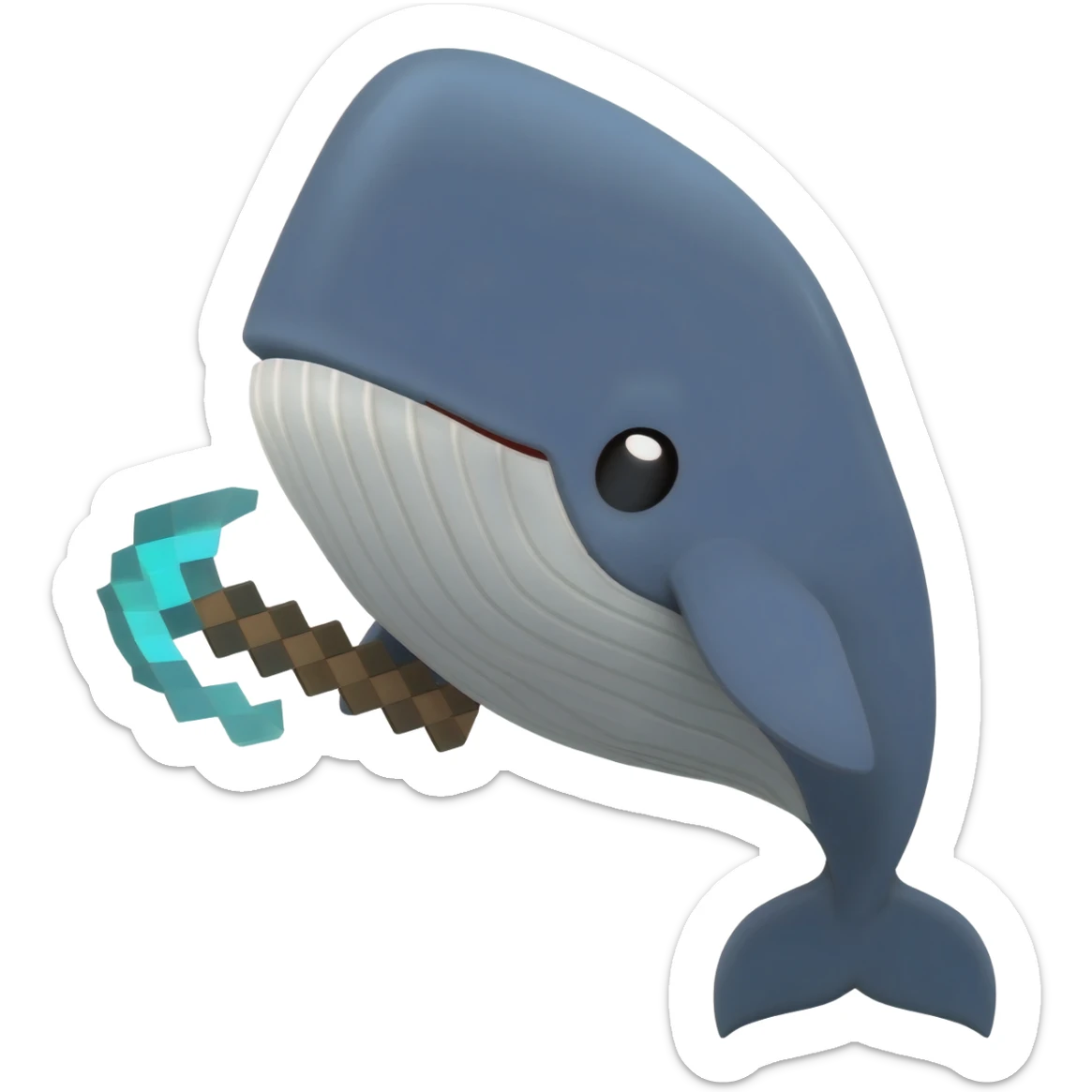 A whale with a minecraft diamond pickaxe sticker
