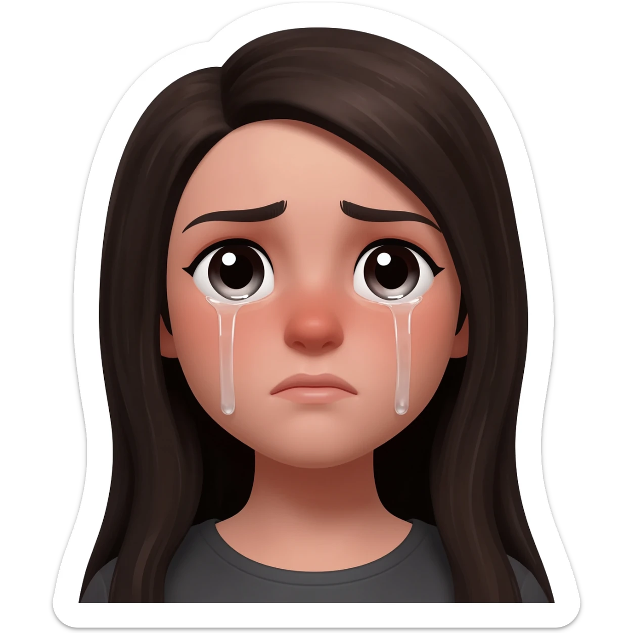 Burnette Mädchen mit langen Haaren weint sticker