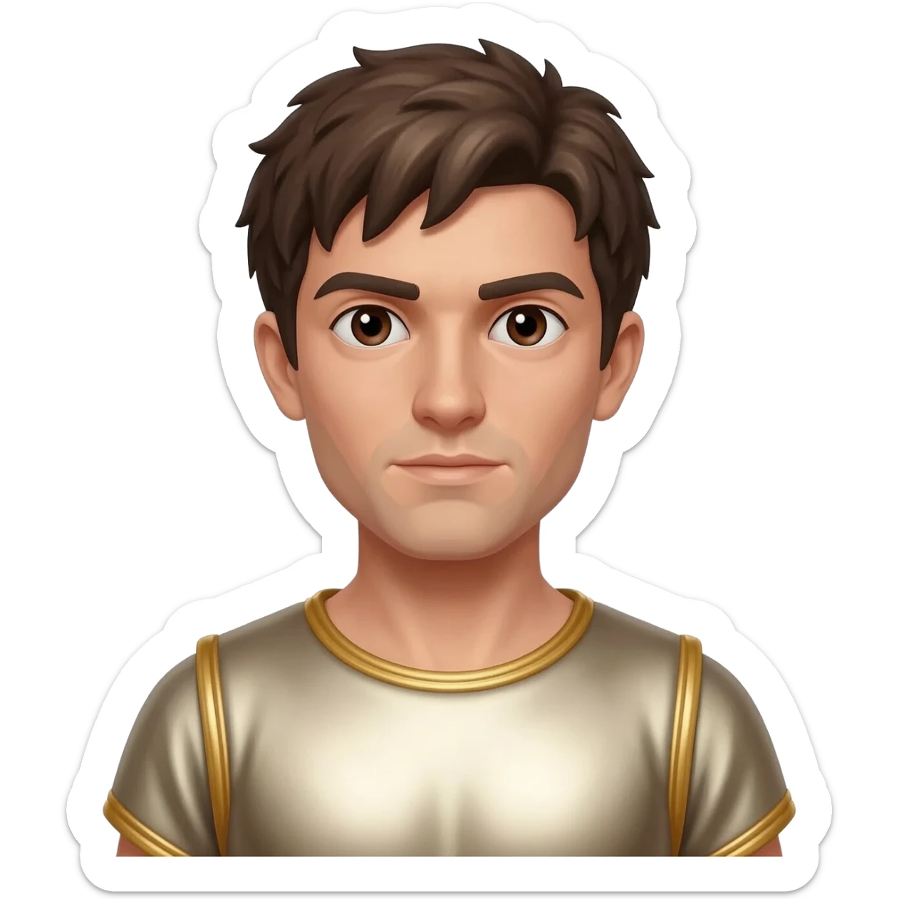 Duro from Rome Mythology with dark brown eyes, dark brown hair, cream metallic tunica sticker