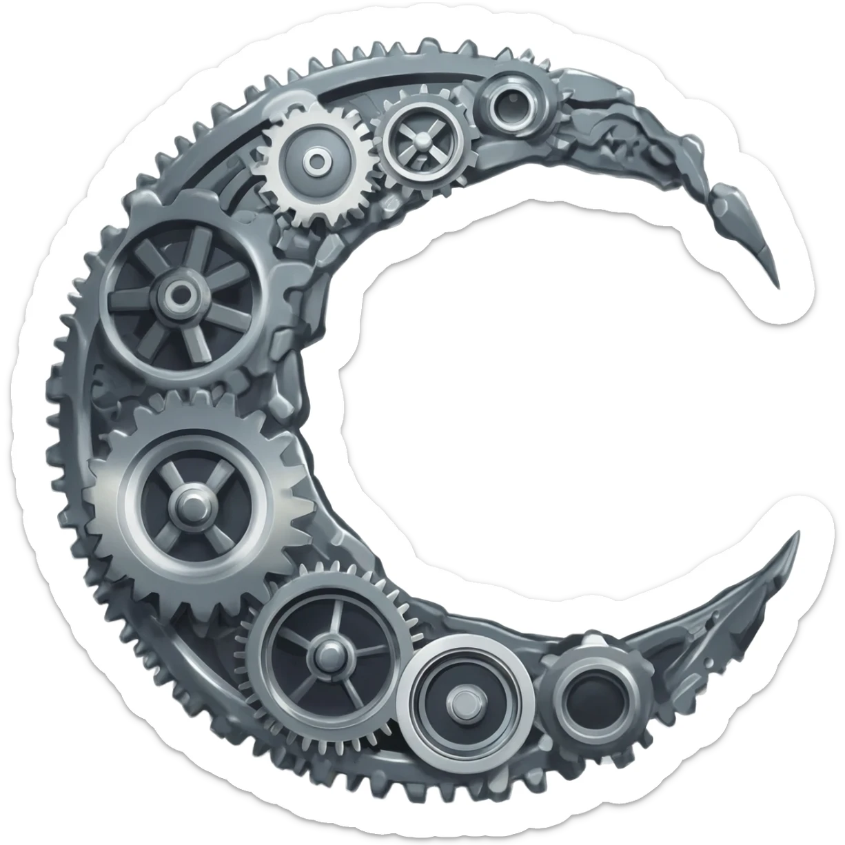crescent moon that looks like gears sticker
