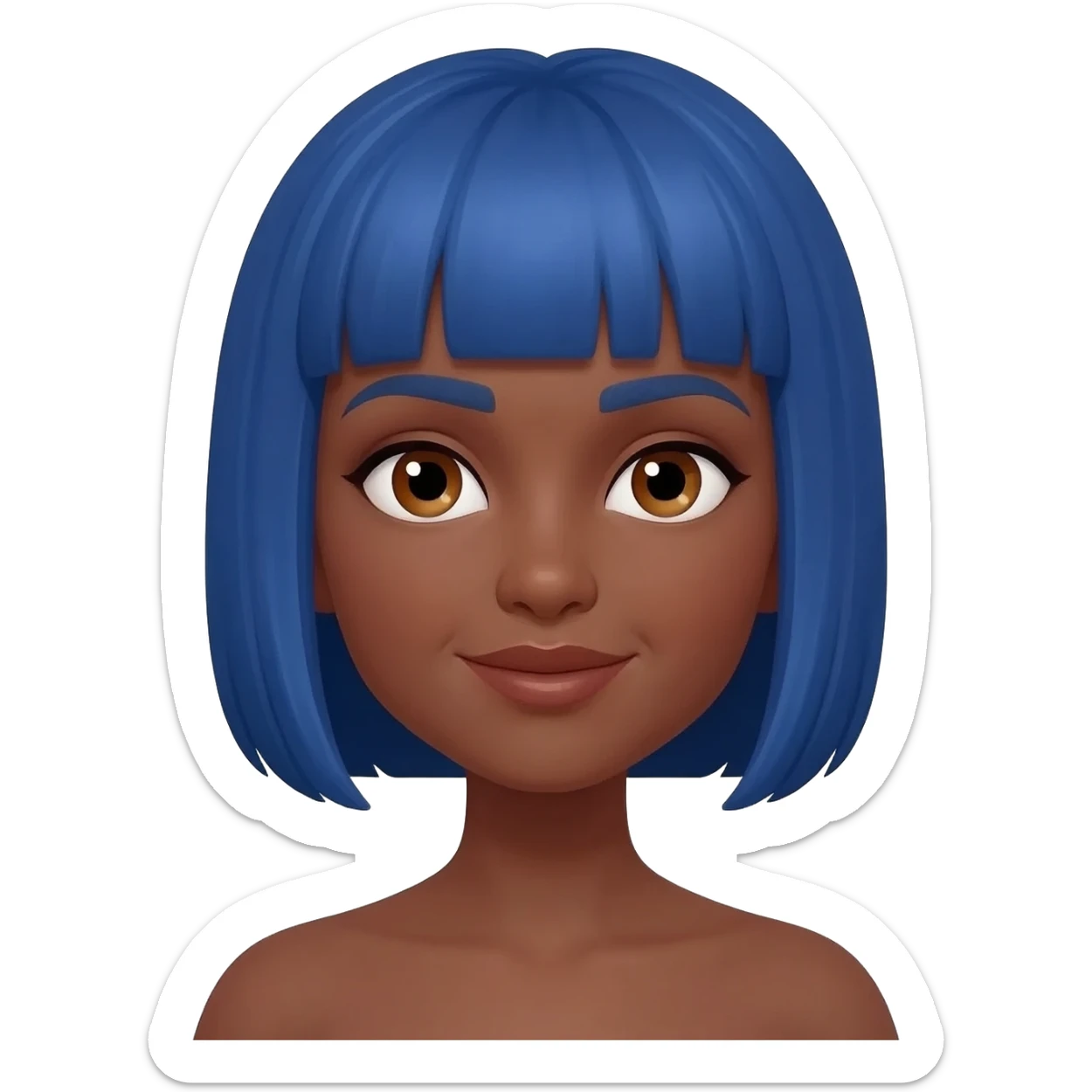 Brown skin hazel female eyes blue bob sticker