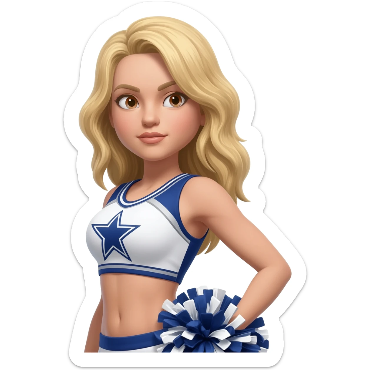 Dallas cowboys cheerleader blonde wearing short top blue and white sticker