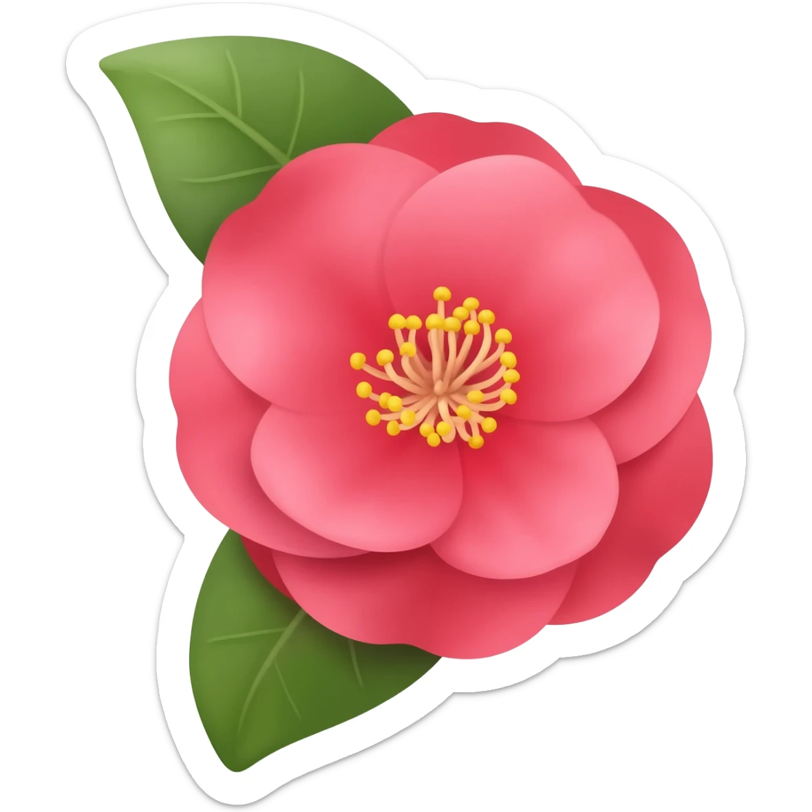 camellia flower with 2 leaves sticker