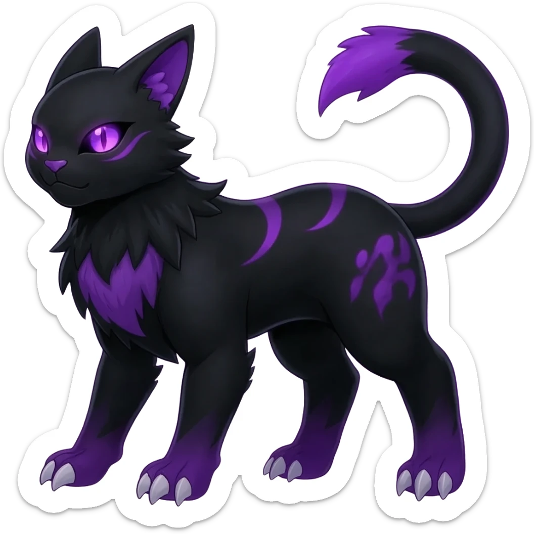 Edgy cool animalistic monsterous Darkrai-Umbreon-Litten-Liepard-Giratina-Fakémon-hybrid-fusion-creature  sticker