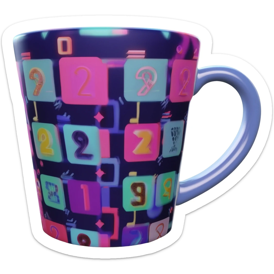 Hyperrealistic 3d rendering y2k patterned coffee mug sticker