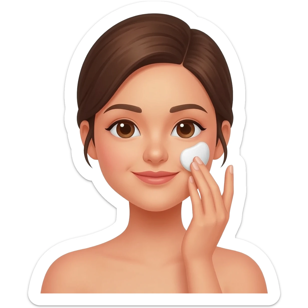 Girl applying facial toner to her face sticker
