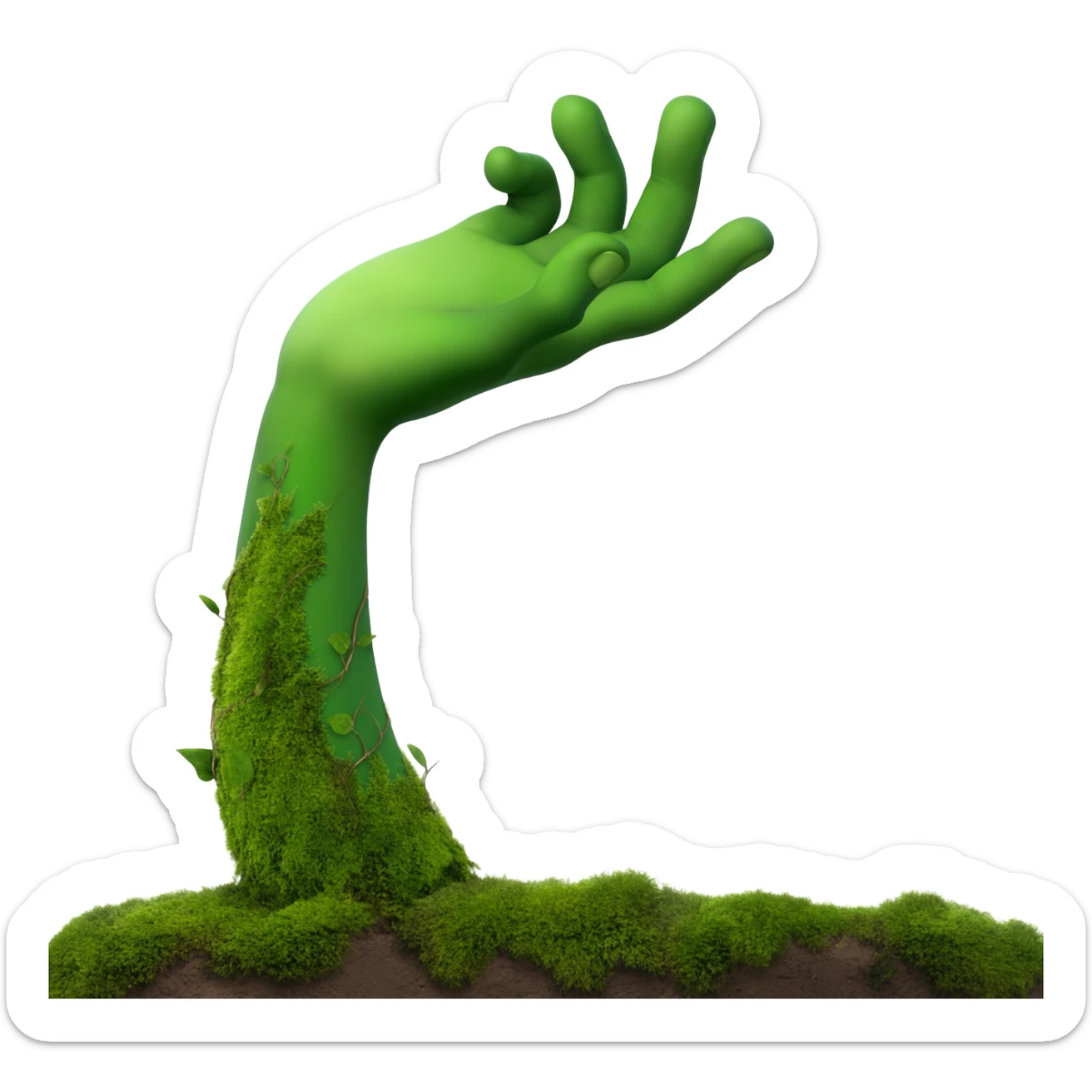 green arm reaching of ground sticker