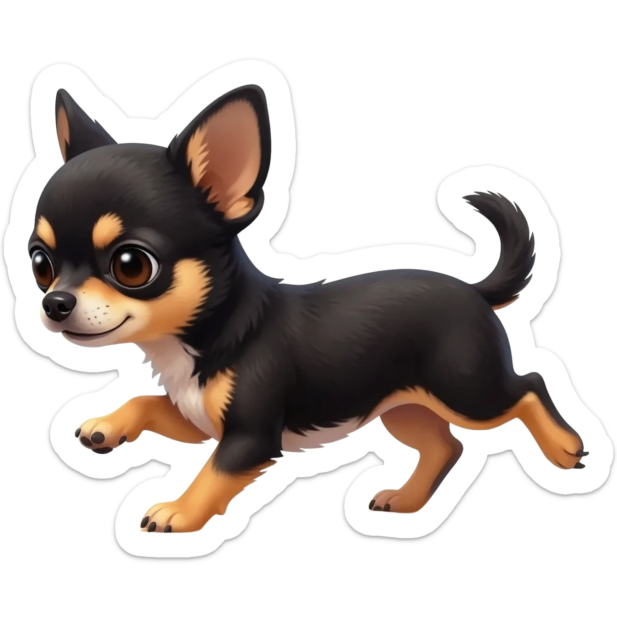 Bébé chihuahua noir marrant poil courut en vacances à la plage une poil courte disney film dessin animé pixar sticker