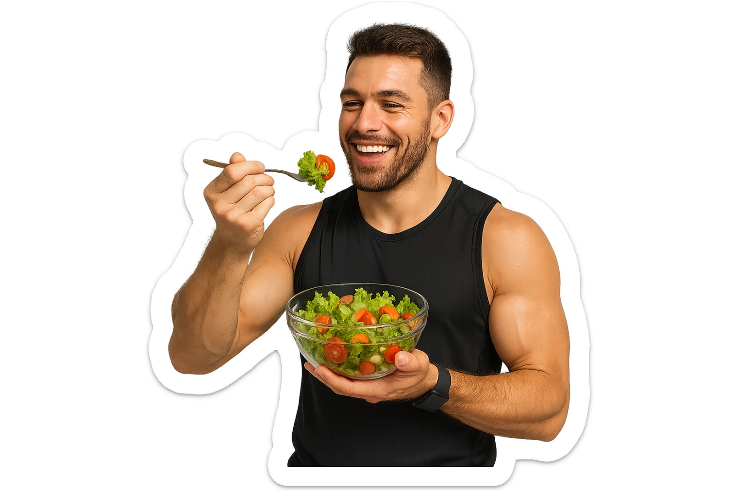 UOMO FITNESS CHE MANGIA INSALATA sticker