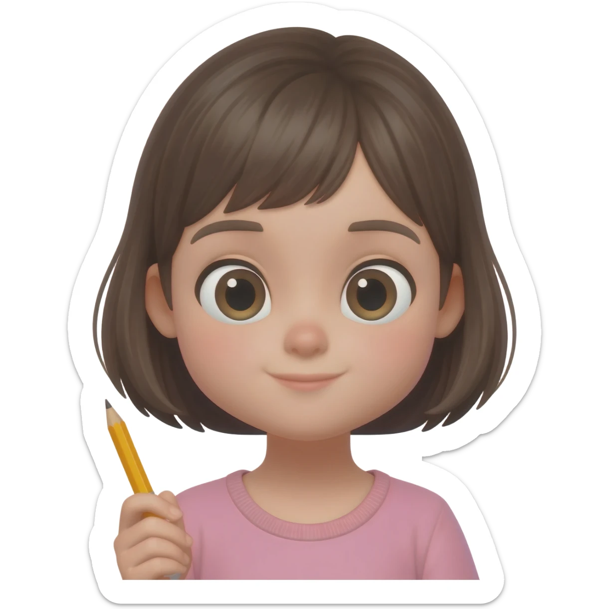 Girl with a pencil sticker