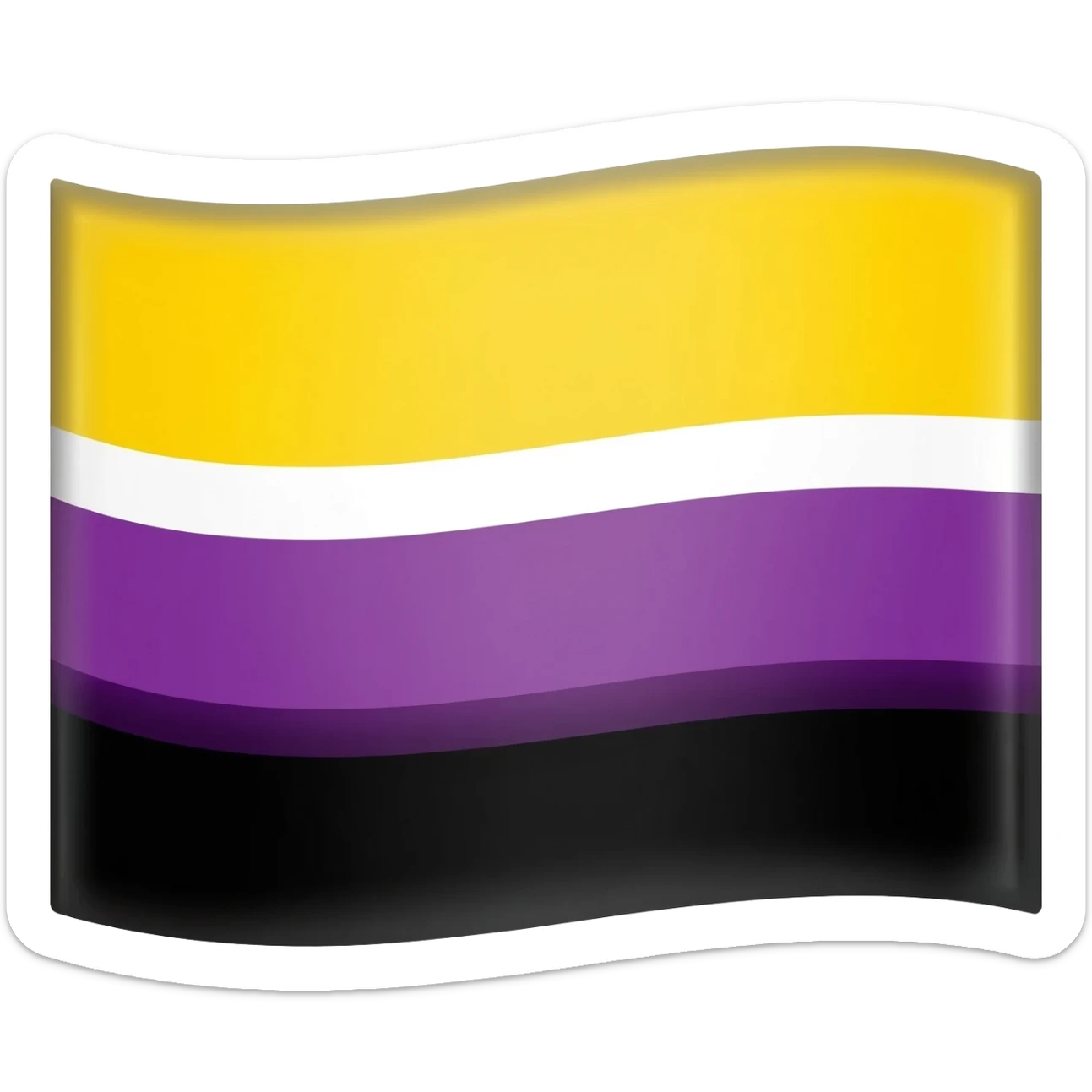 Flag with black on the bottom then purple then white then yellow In horizontal stripes sticker