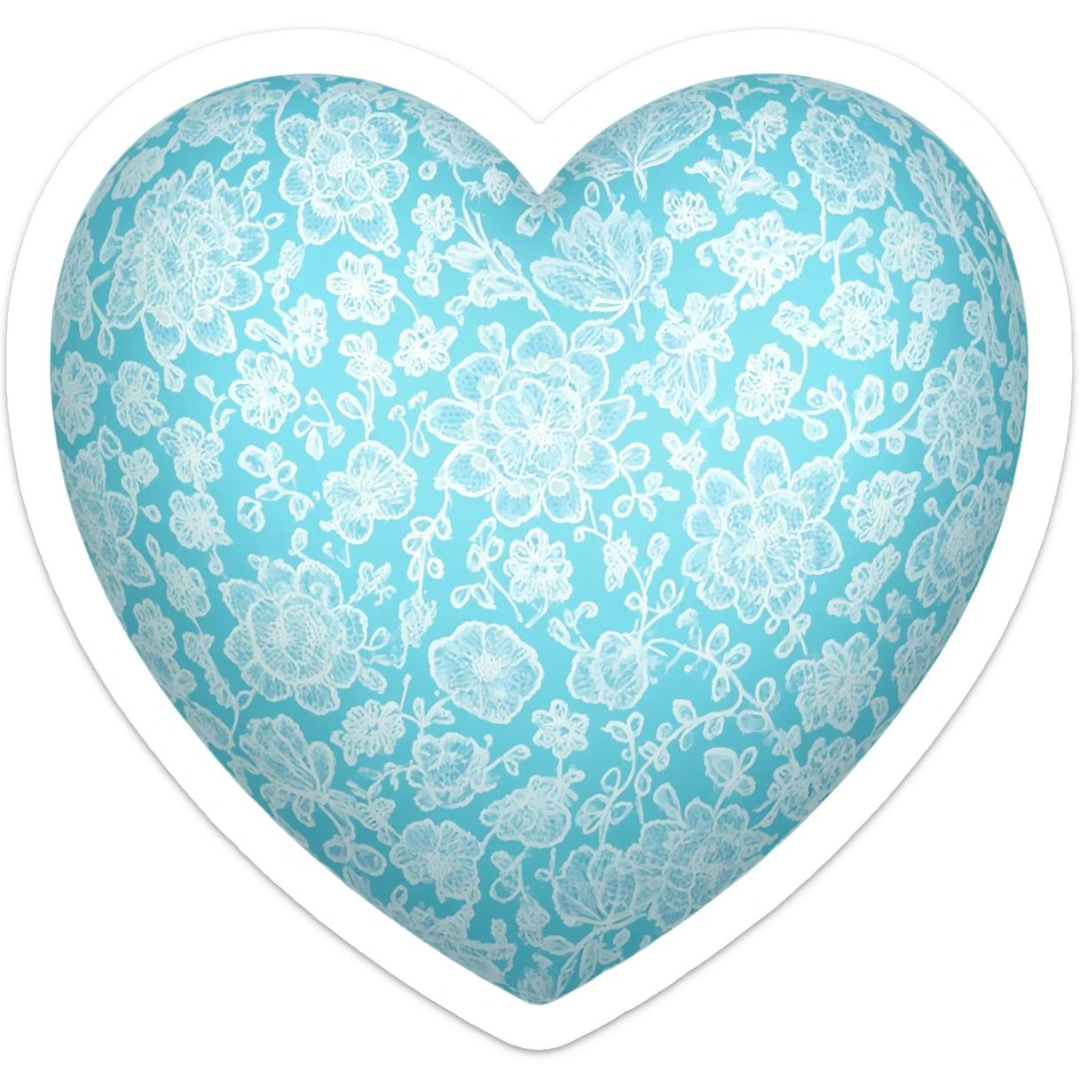 light blue and white lace heart sticker