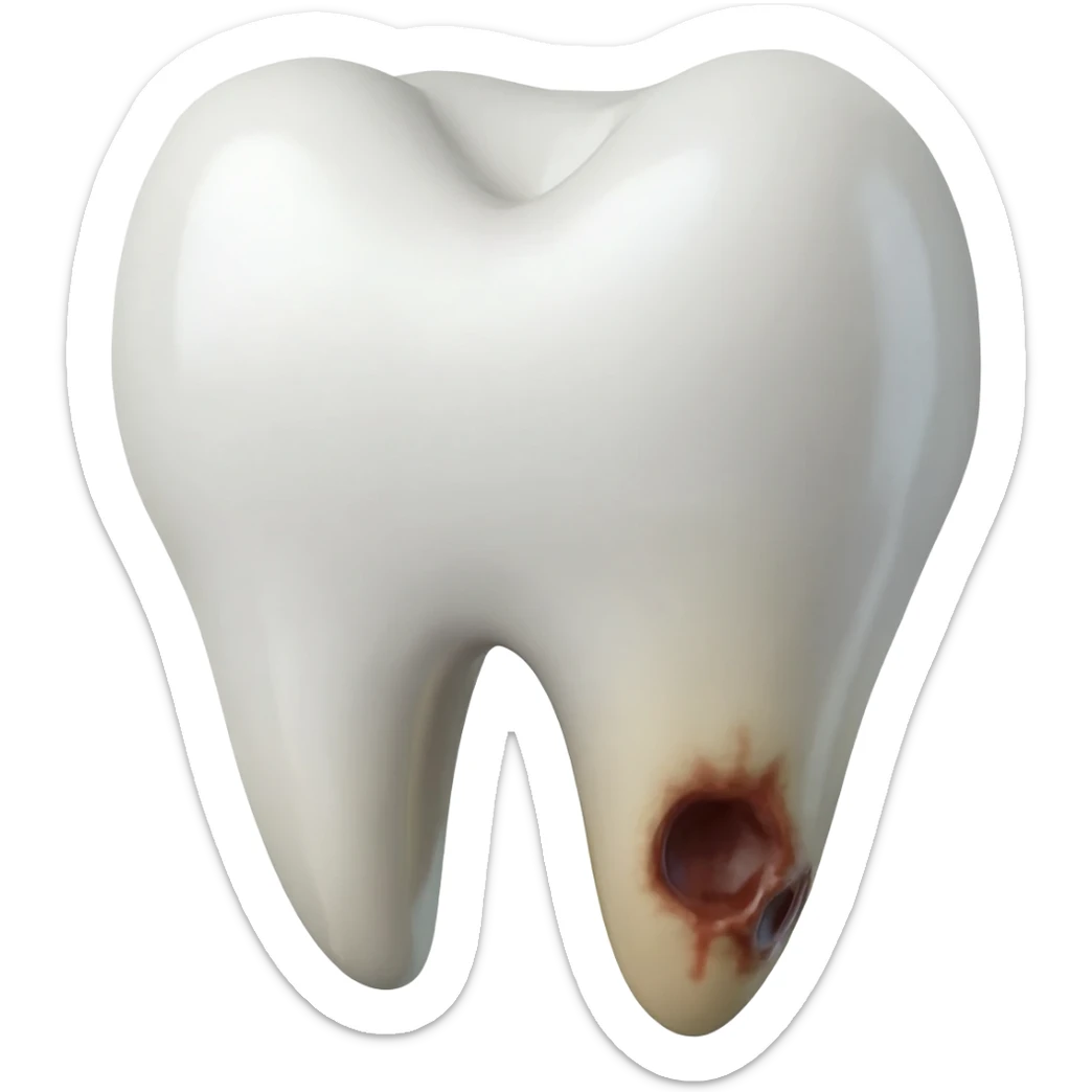 a tooth with caries sticker