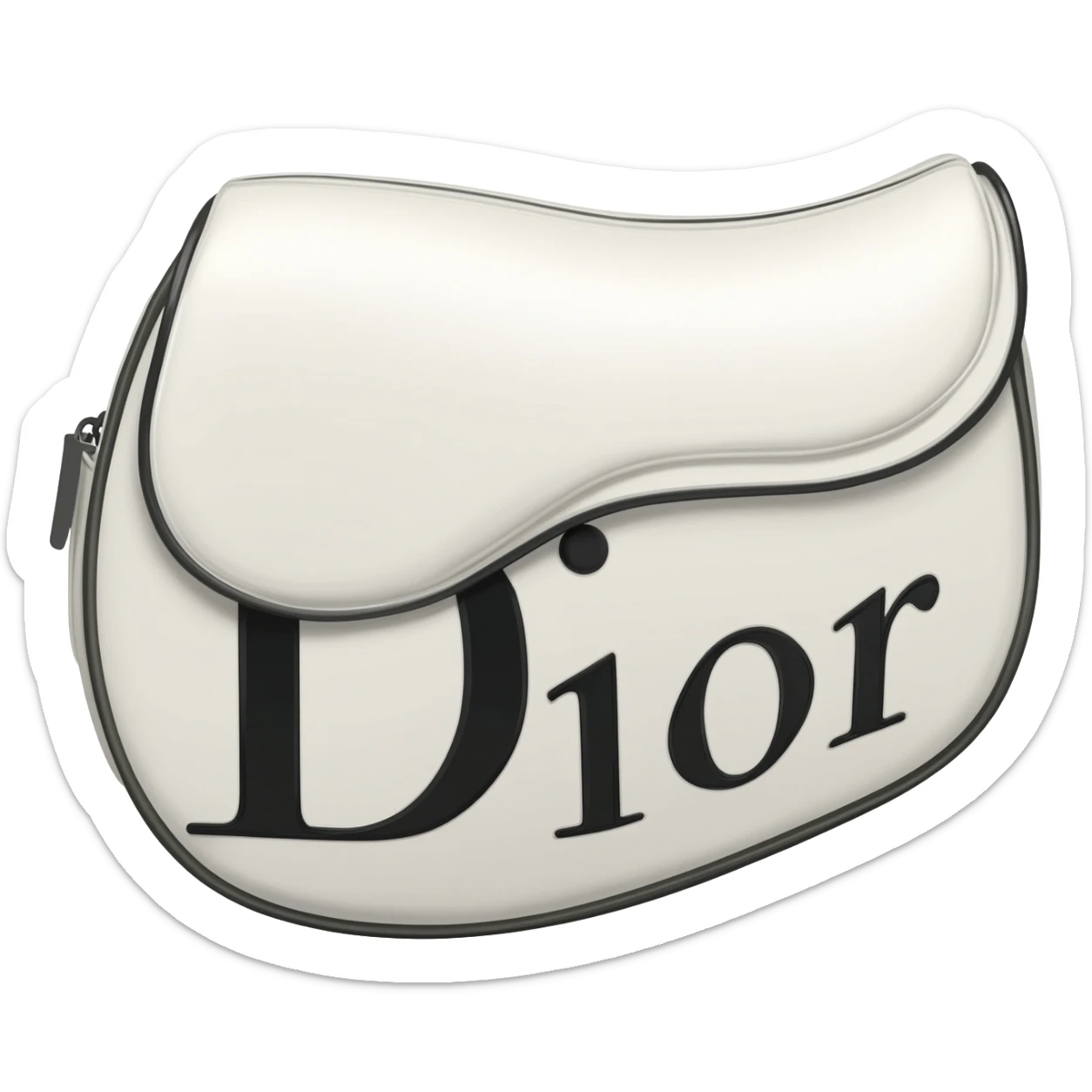 white dior printed saddle bag sticker